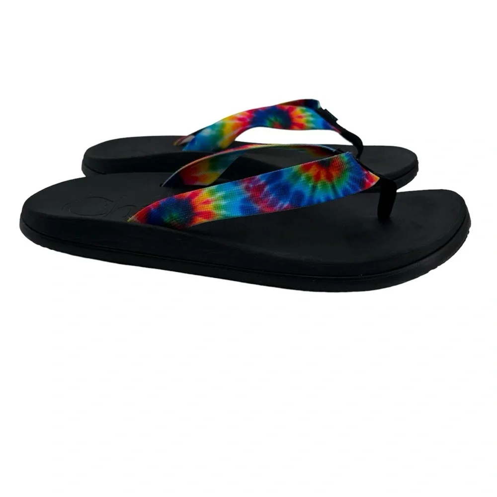 Chaco Chillos Mens‎ Size 13 Flip Flops Tie Dye Sandals Sport Thongs Rainbow